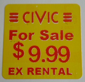 For Sale Ex-Rental $9.99